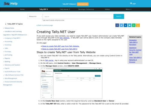 
                            6. Creating Tally.NET User - TallyHelp - Tally Solutions