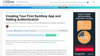 
                            10. Creating Your First Symfony App and Adding Authentication - DZone ...