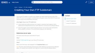 
                            9. Creating Your Own FTP Subdomain - 1&1 IONOS Help