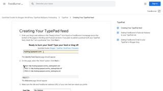 
                            13. Creating Your TypePad feed - FeedBurner Help - Google Support