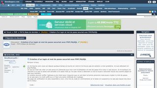 
                            2. Création d'un login et mot de passe securisé avec PHP/MySQL ...