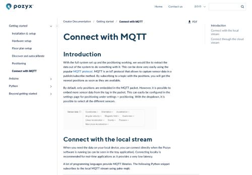 
                            12. Creator - Connect with MQTT | Pozyx