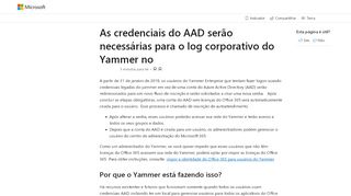 
                            8. Credenciais AAD serão necessárias de login do Yammer Enterprise ...