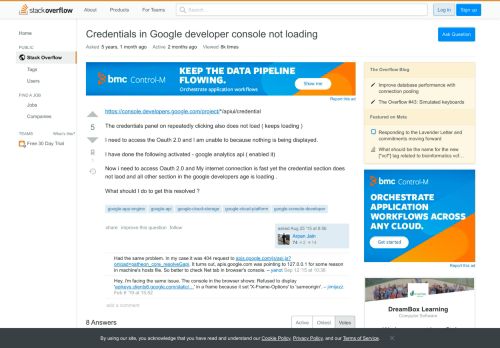 
                            8. Credentials in Google developer console not loading - Stack Overflow