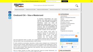 
                            10. Credicard Citi – Visa e Mastercard - Crédito ou Débito