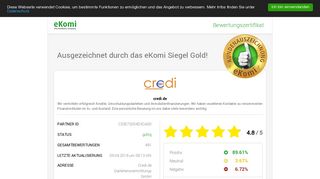 
                            8. credi.de Anbieterbewertung - Bewertung: 4.7 Sterne von 161 ... - eKomi