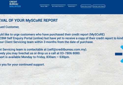 
                            11. Credit Bureau Malaysia Credit Bureau Malaysia