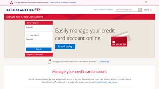 
                            12. Credit Card Account Management with Bank of America