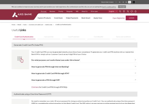 
                            3. Credit Card Authentication - Axis Bank