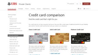 
                            8. Credit card comparison: Compare credit cards | UBS Switzerland