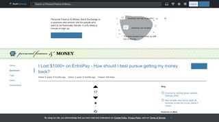 
                            6. credit card - I Lost $1000+ on EntroPay - How should I best pursue ...