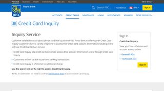 
                            3. Credit Card Inquiry - RBC Royal Bank