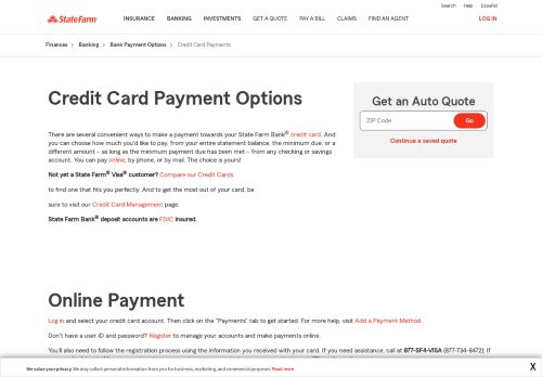 
                            6. Credit Card Payments – State Farm Bank®