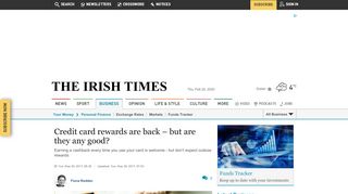 
                            13. Credit card rewards are back – but are they any good? - The Irish Times