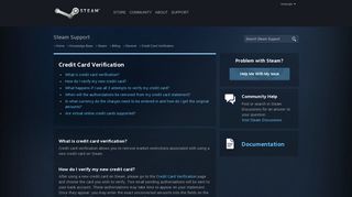 
                            12. Credit Card Verification - General - Knowledge Base - Steam Support