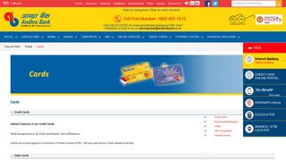 
                            8. Credit Cards - Andhra Bank