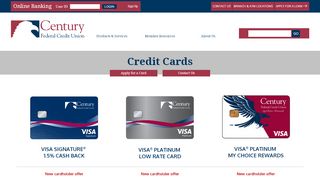 
                            13. Credit Cards - Century Federal Credit Union