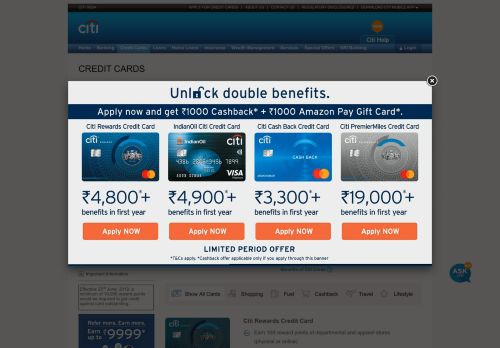 
                            5. Credit Cards - Citibank India