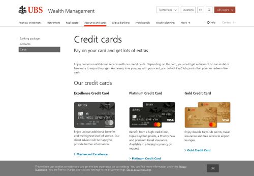 
                            7. Credit cards in Wealth Management | UBS Switzerland