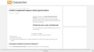 
                            6. Crédit Coopératif espace client particuliers - Se connecter