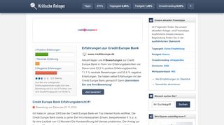 
                            11. Credit Europe Bank Erfahrungen (8 Berichte) - Kritische Anleger
