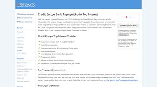 
                            2. Credit Europe Tagesgeld 0,20 % - Girokonto Vergleich