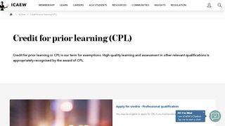 
                            8. Credit for prior learning (CPL) | For current ACA students | ICAEW