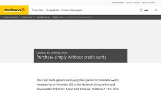 
                            9. Credit for the Nintendo eShop | PostFinance