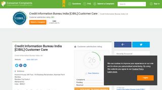 
                            10. Credit Information Bureau India [CIBIL] Customer Care, Complaints ...