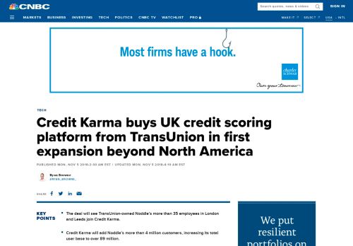 
                            12. Credit Karma buys TransUnion-owned Noddle to expand into the UK