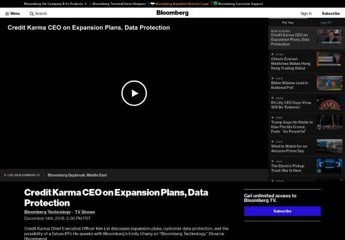 
                            8. Credit Karma CEO on Expansion Plans, Data Protection – Bloomberg