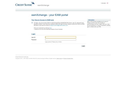 
                            3. Credit Suisse - eamXchange - your EAM portal