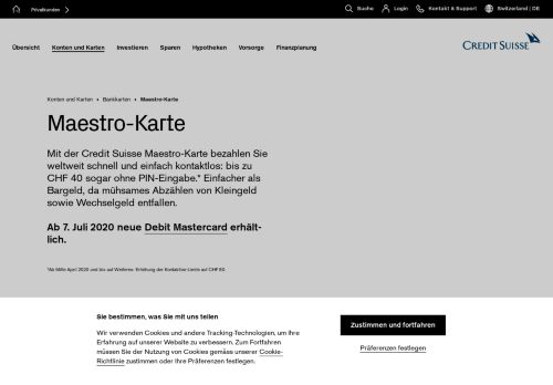 
                            10. Credit Suisse Maestro-Karte - Credit Suisse