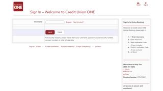 
                            8. Credit Union ONE Online Banking