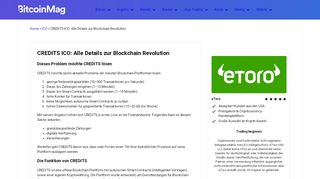 
                            5. CREDITS ICO: Alle Details zur Blockchain Revolution | bitcoinMag.de