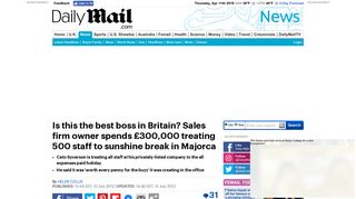 
                            10. Creditsafe boss spends £300,000 treating 500 staff to sunshine ...