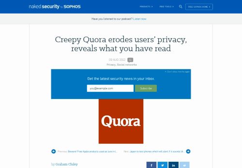 
                            9. Creepy Quora erodes users' privacy, reveals what you have read ...