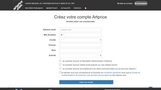 
                            5. Créez gratuitement votre compte - artprice.com, leader de l'information ...