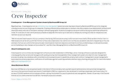 
                            5. Crew Inspector - the Bachmann Group