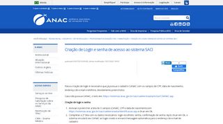 
                            3. Criação de Login e senha de acesso ao sistema SACI — ANAC