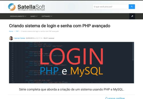 
                            13. Criando sistema de login e senha com PHP avançado - SatellaSoft