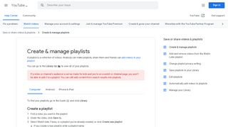 
                            3. Criar e gerenciar playlists - Computador - Ajuda do YouTube