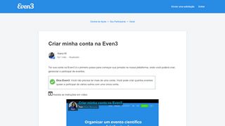 
                            8. Criar minha conta na Even3 – Central de Ajuda