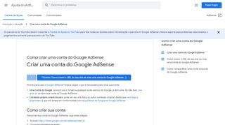 
                            6. Criar uma conta do Google AdSense - Ajuda do AdSense