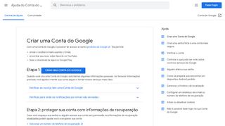 
                            3. Criar uma Conta do Google - Ajuda do Conta do Google