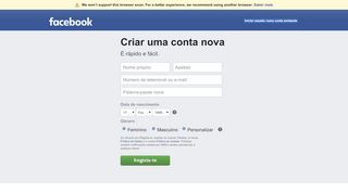 
                            1. Criar uma conta - Facebook