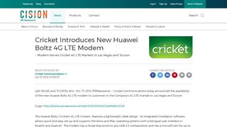 
                            12. Cricket Introduces New Huawei Boltz 4G LTE Modem - PR Newswire
