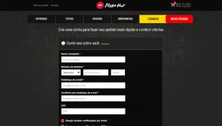 
                            4. Crie sua conta - Faça seu Pedido Online | Pizza Hut Brasil