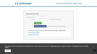 
                            2. Crie sua conta gratuita - etapa 1 de 4 | MyFitnessPal.com