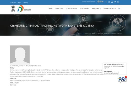 
                            7. CRIME AND CRIMINAL TRACKING NETWORK & SYSTEMS (CCTNS ...